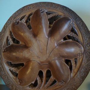 Hand carved wooden leaf bowl